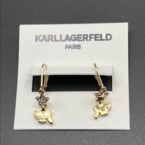 Karl Lagerfeld Gold Tone Earrings with Charms